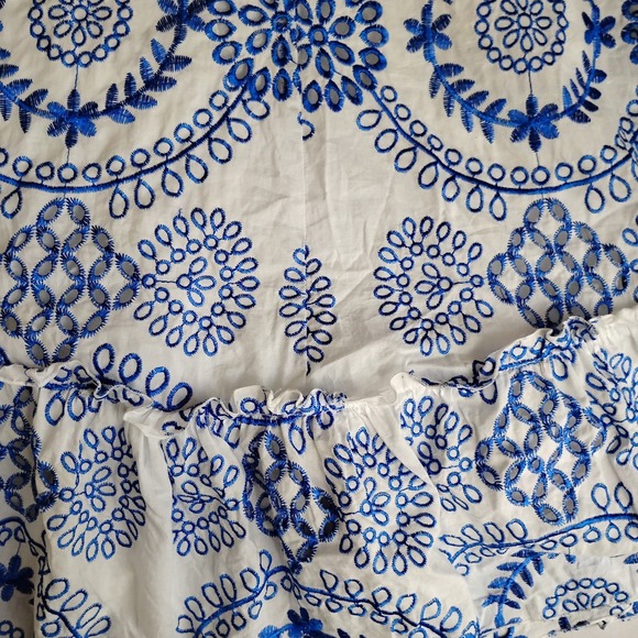 Trina Turk Dress‎ Small Kori Ruffled Embroidered Mini Flouce Bow Cottage Boho - Picture 12 of 15